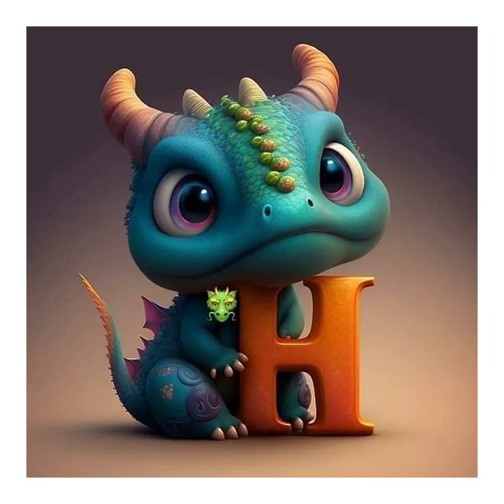 Diamond Painting - Full Round Drill - Dragon Alphabet(Canvas|30*30cm)