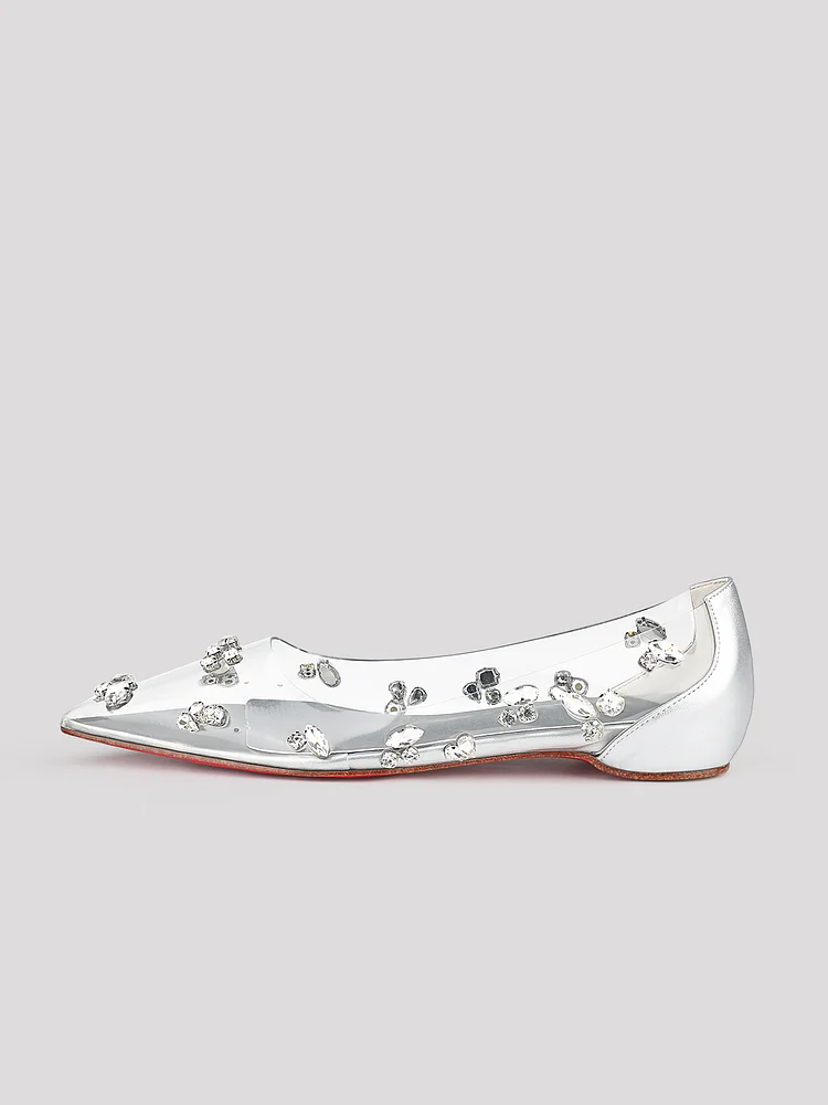 Women's Pointed Toe Red Bottom Patent Leather Comfortable Simple Classic Style Flat Shoes