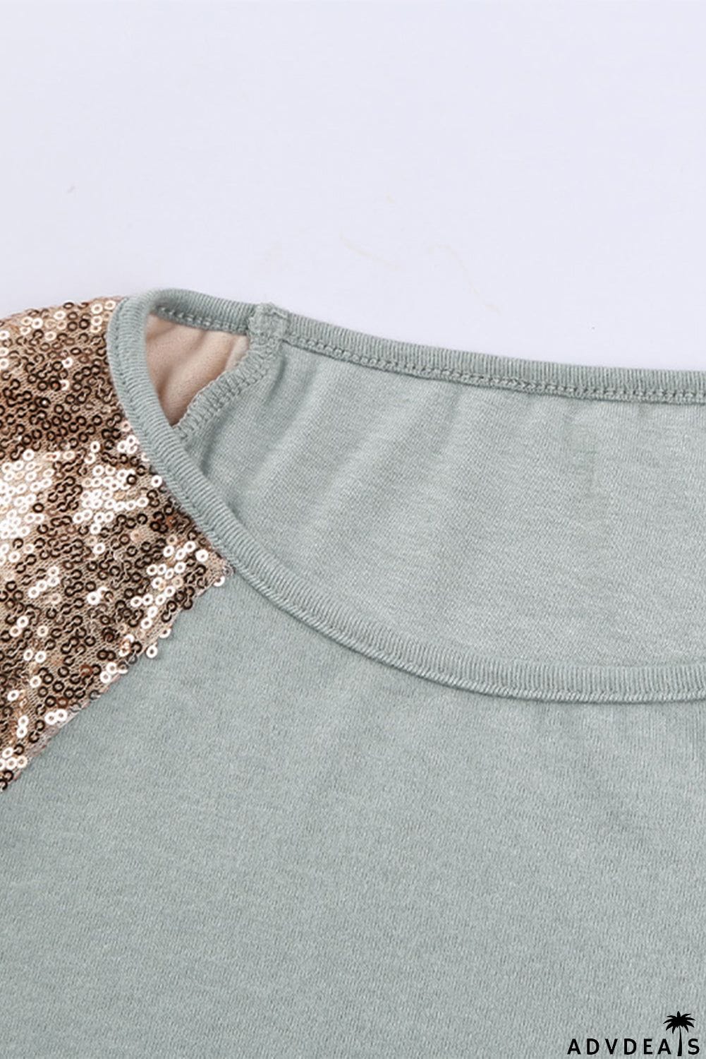 Sequin Shoulder Long Sleeve Top