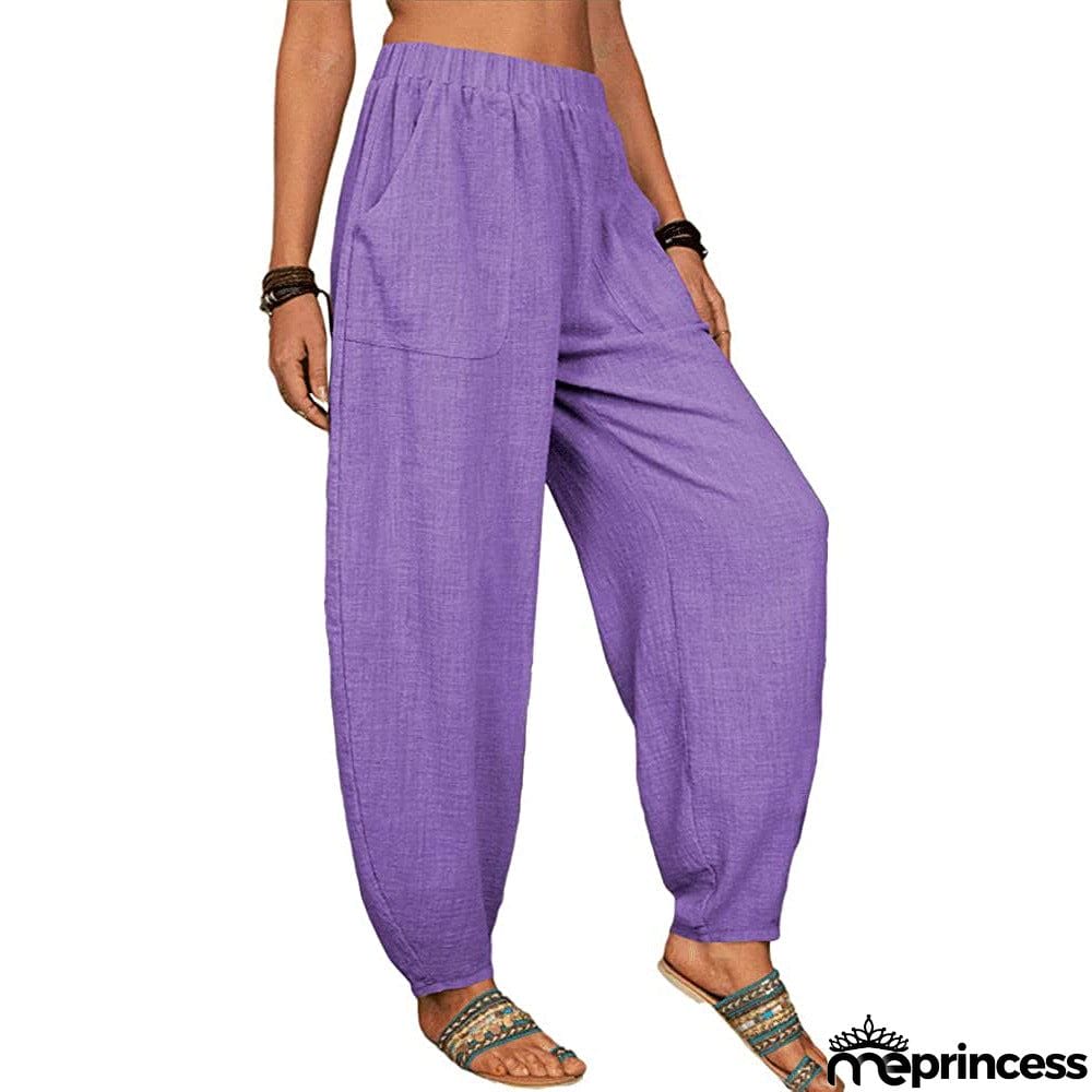 Women's Pure Color Casual Cotton Pants