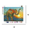 Colorful Elephants And The Sun  | Full Round Diamond Painting Kits