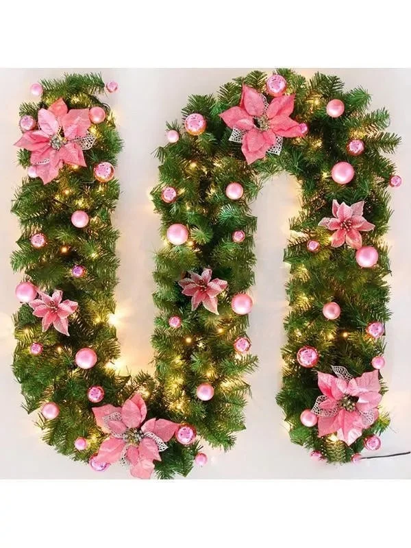 Christmas Rattan With Light Luxury Xmas Garland 9FT