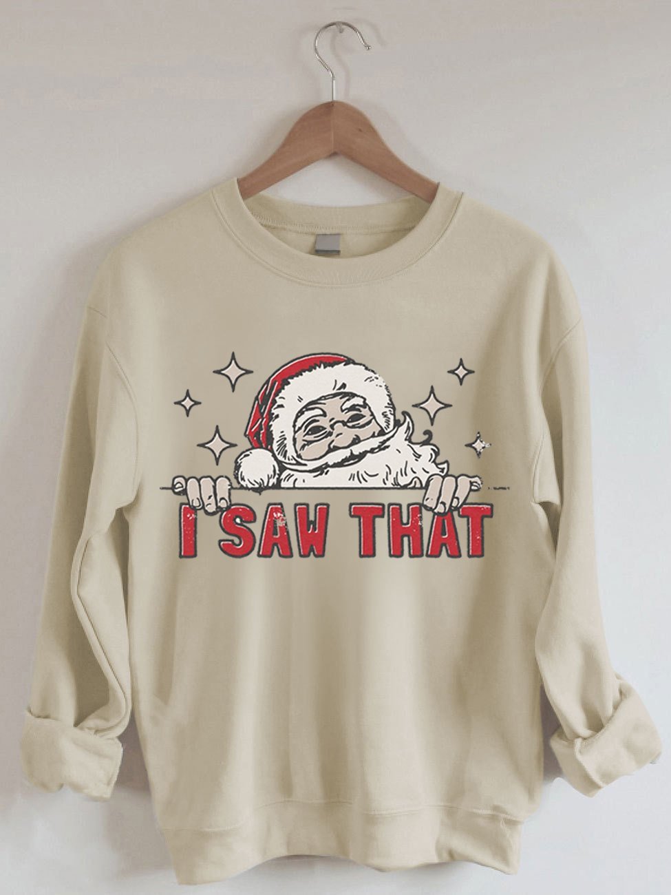 🔥Buy 2 Get 5% Off🔥Women's I Saw That Funny Santa Clause Print Sweatshirt