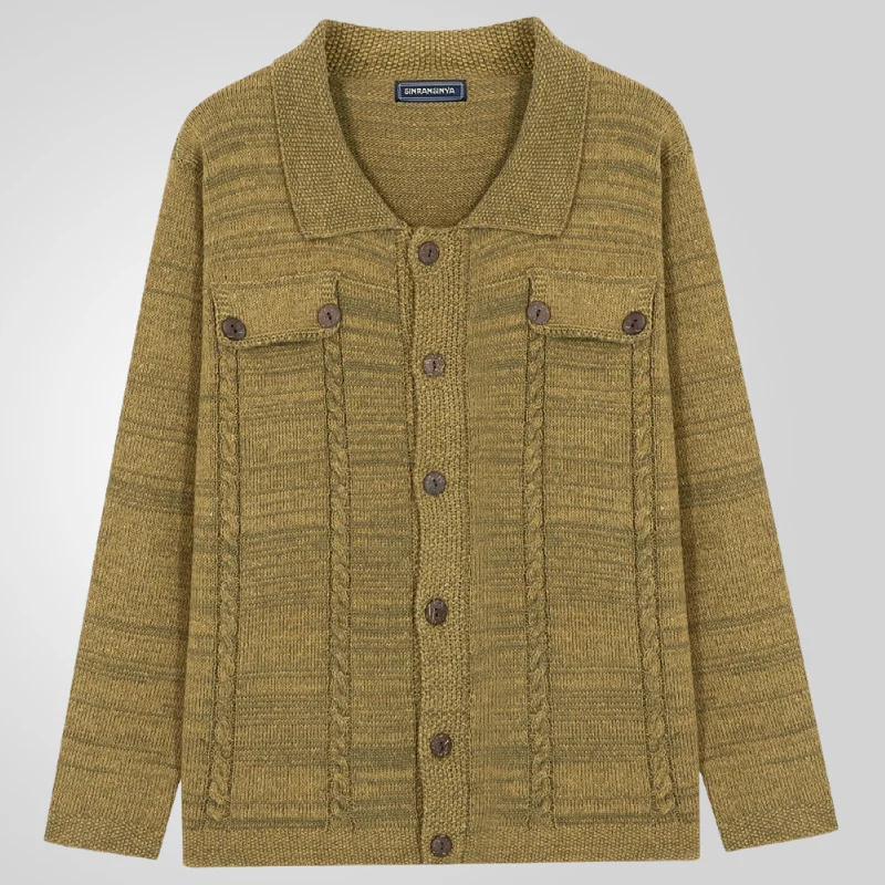 Uveng Uveng And Winter New Men's Long-Sleeved Clasp Single Buckle Knitted Shirt Repair Cardigan Sweater Jacket SY0056