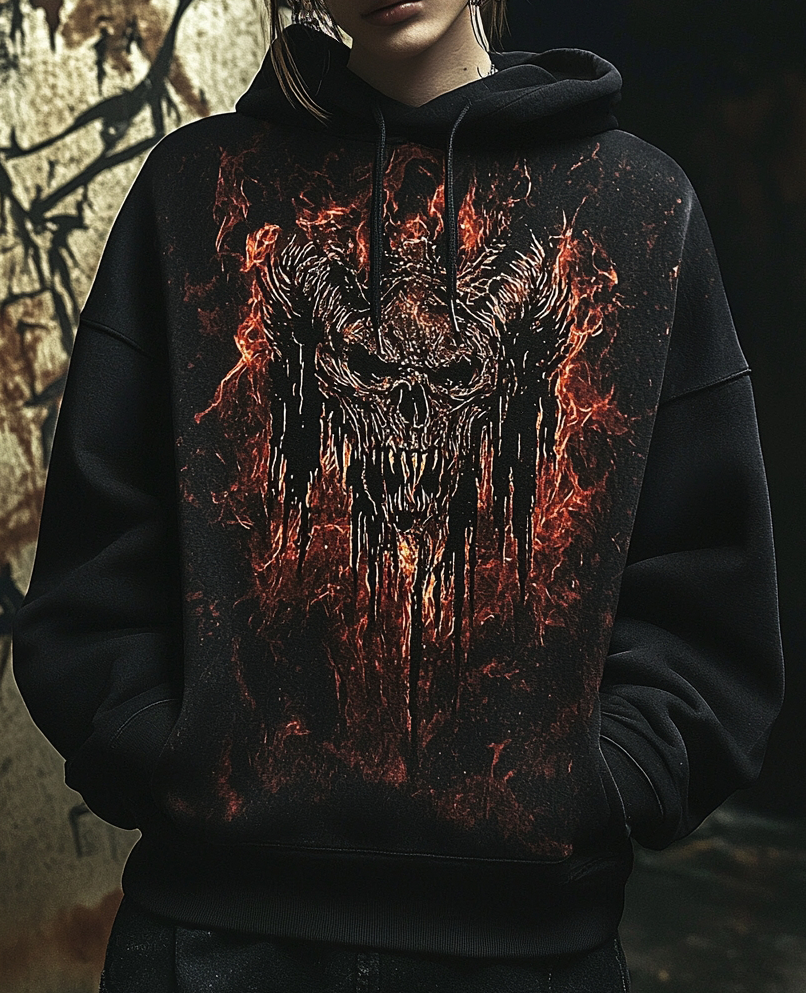 Satanic Devil's Wrath From Hell 3D Printed Totem Vintage Unisex Casual Sports Hoodie / Rvogue / Rvogue