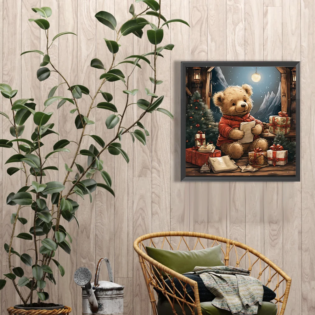Diamond Painting - Full Round Drill - Christmas Eve Bear(Canvas|40*40cm)