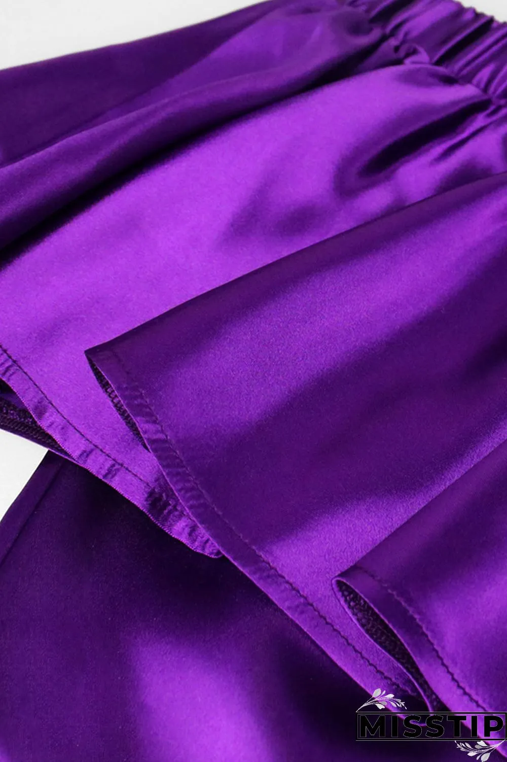 Purple Casual Solid Patchwork Flounce Off the Shoulder Half Sleeve Two Pieces