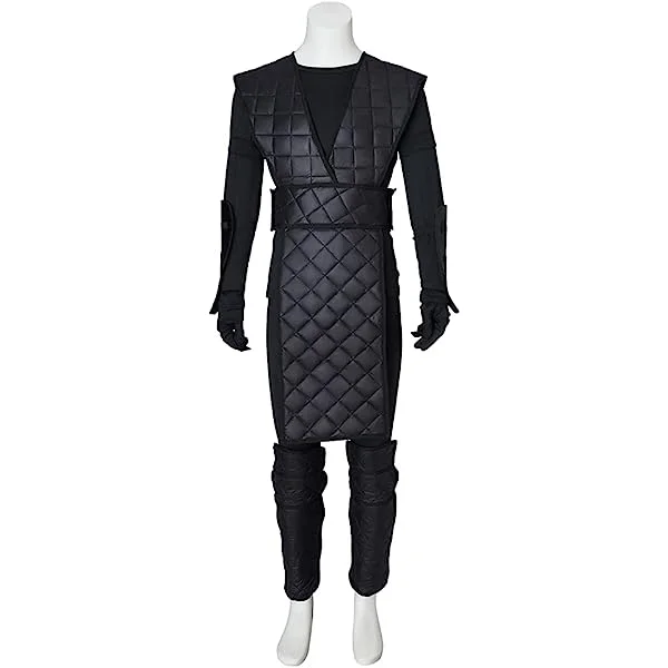 Men's Noob Saibot Cosplay Costume Ninja Black Fighter Mask Costume Outfit Large