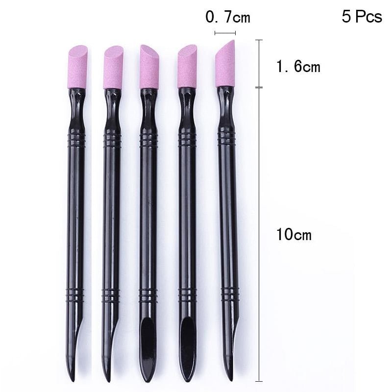 5Pcs Quartz Pen Cuticle Remover Pusher Trimmer Dead Skin Remover Professional Nail Art Care Tool Remover Makeup Nail Tools Kit