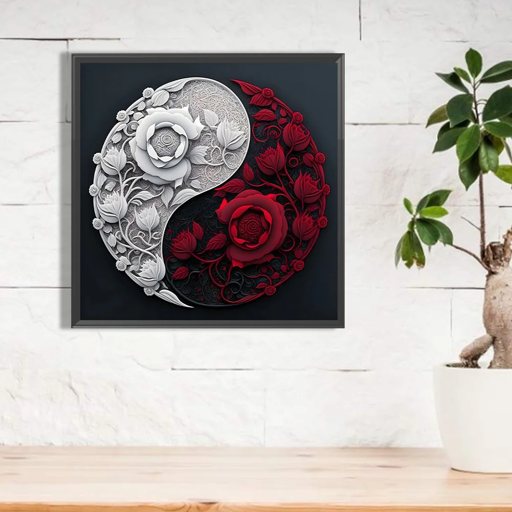 Diamond Painting - Full Round Drill - Yin Yang Flower(30*30cm)