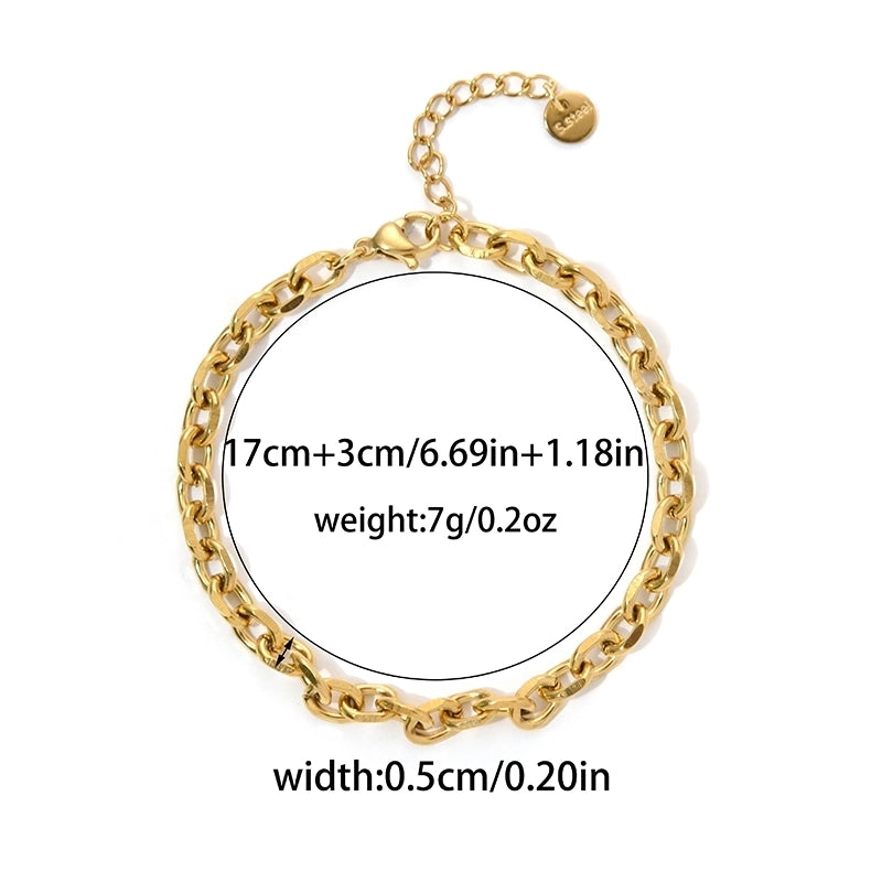 Minimalist Round 304 Stainless Steel 14K Gold Plated Bracelets In Bulk