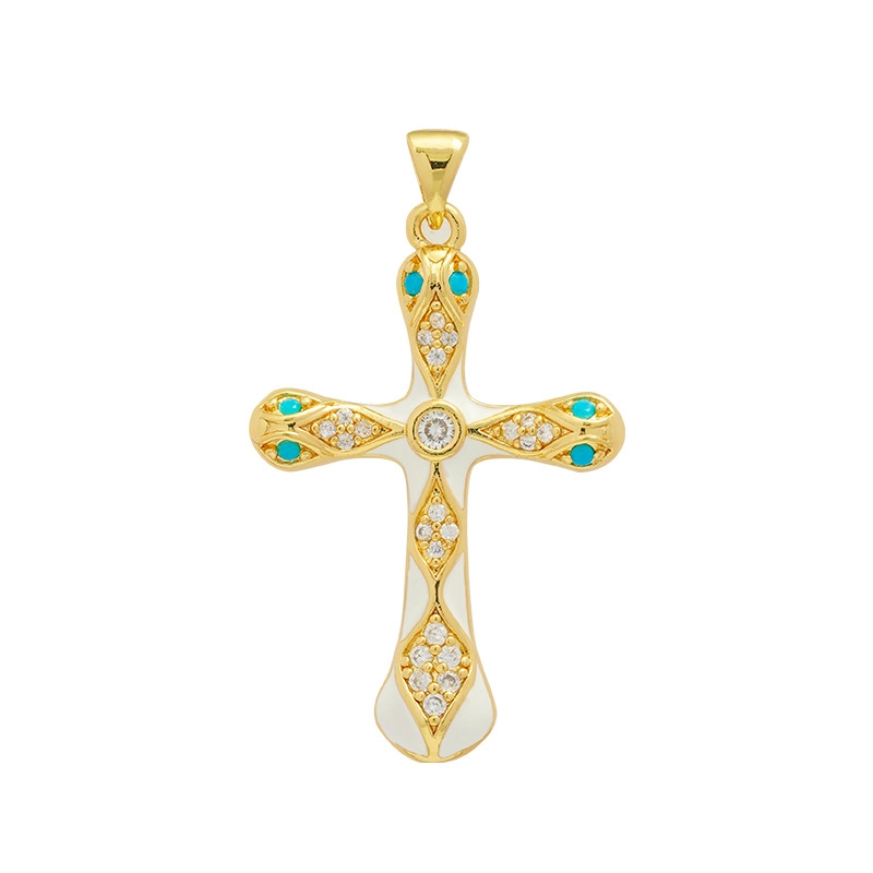 1 Piece Copper Rhinestones Cross Pendant