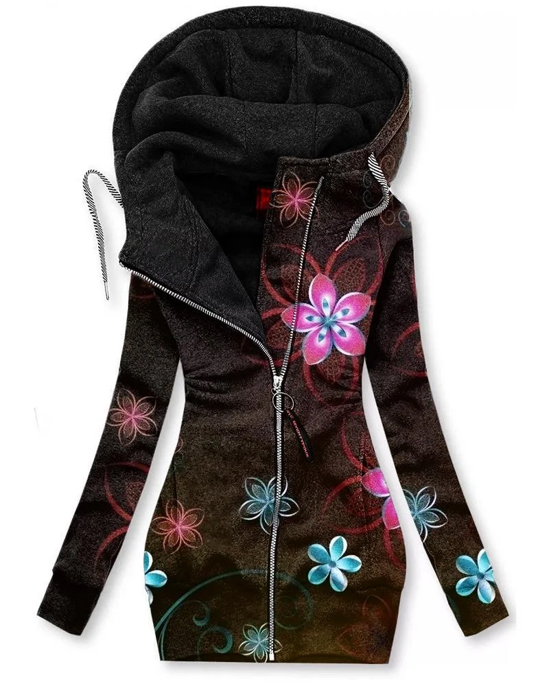 Women's Vintage Floral Print Hoodie