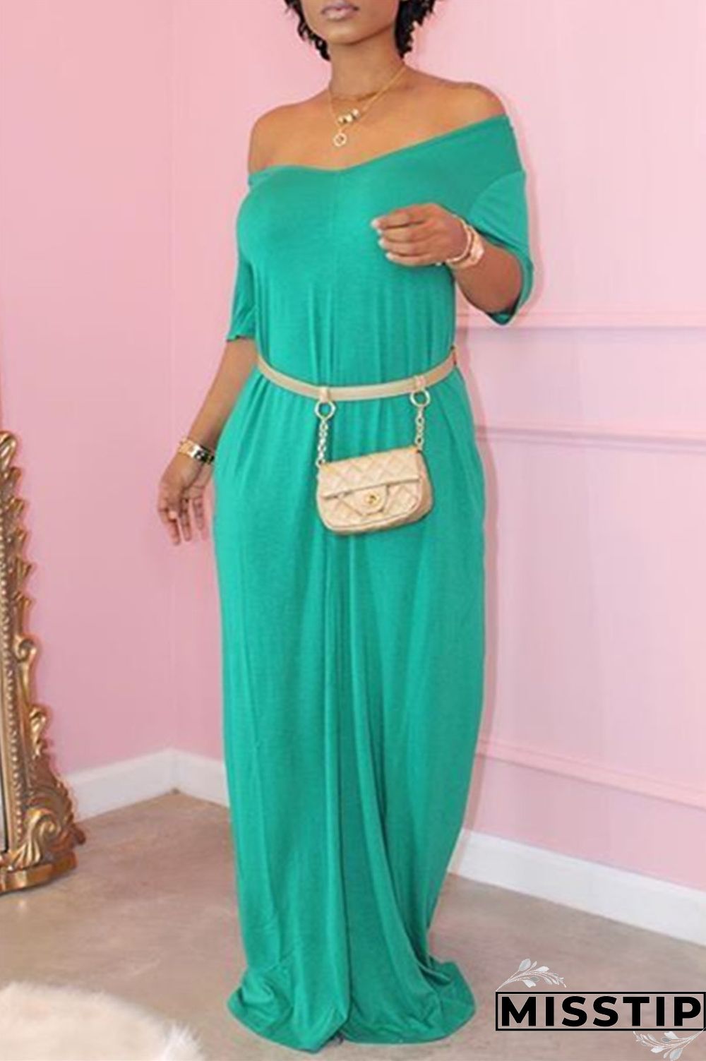 Black Fashion Casual Solid Basic V Neck Short Sleeve Dress