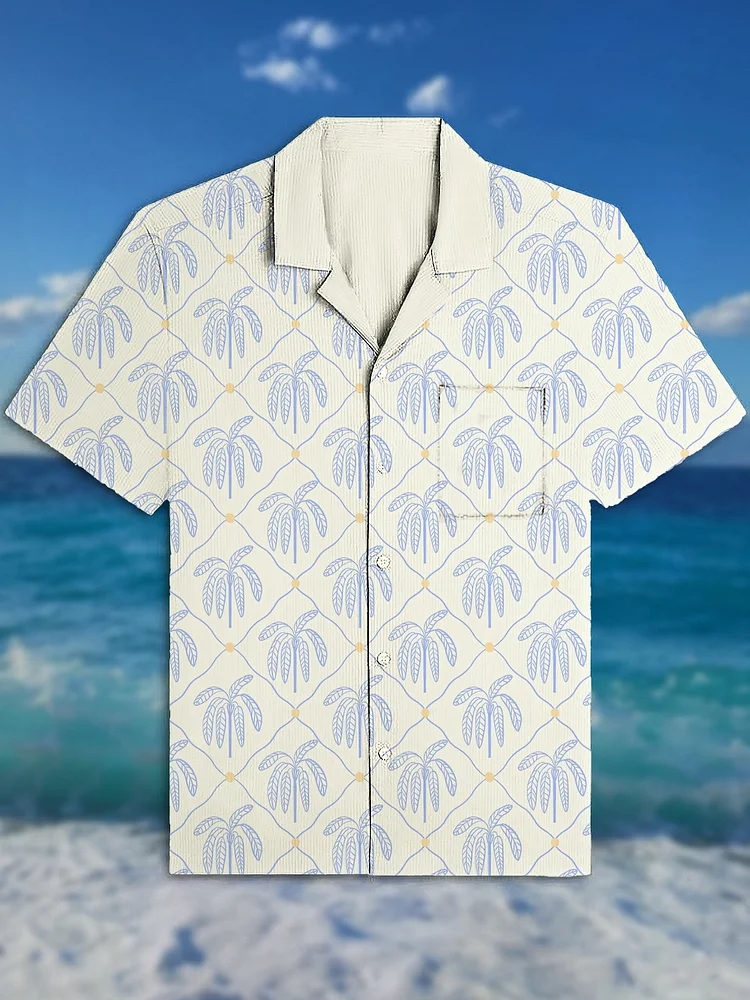 Men's Vacation Tropical Tree Graphic Print Short Sleeve Shirt
