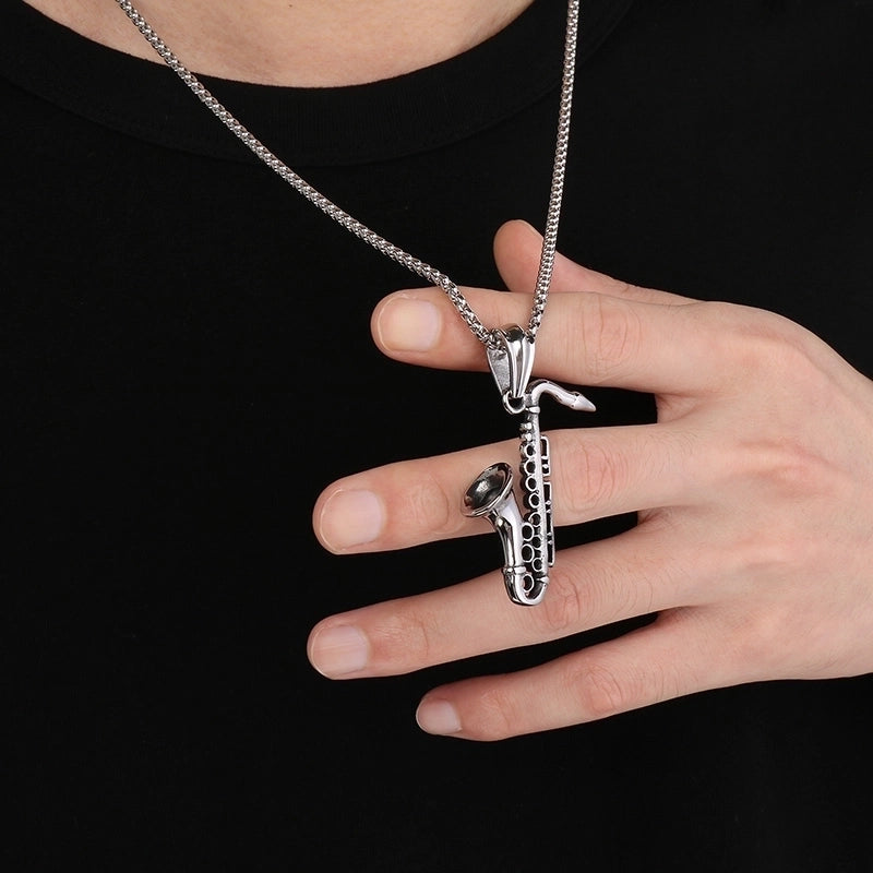 1 Piece 304 Stainless Steel 18K Gold Plated Musical Instrument Skull Pendant