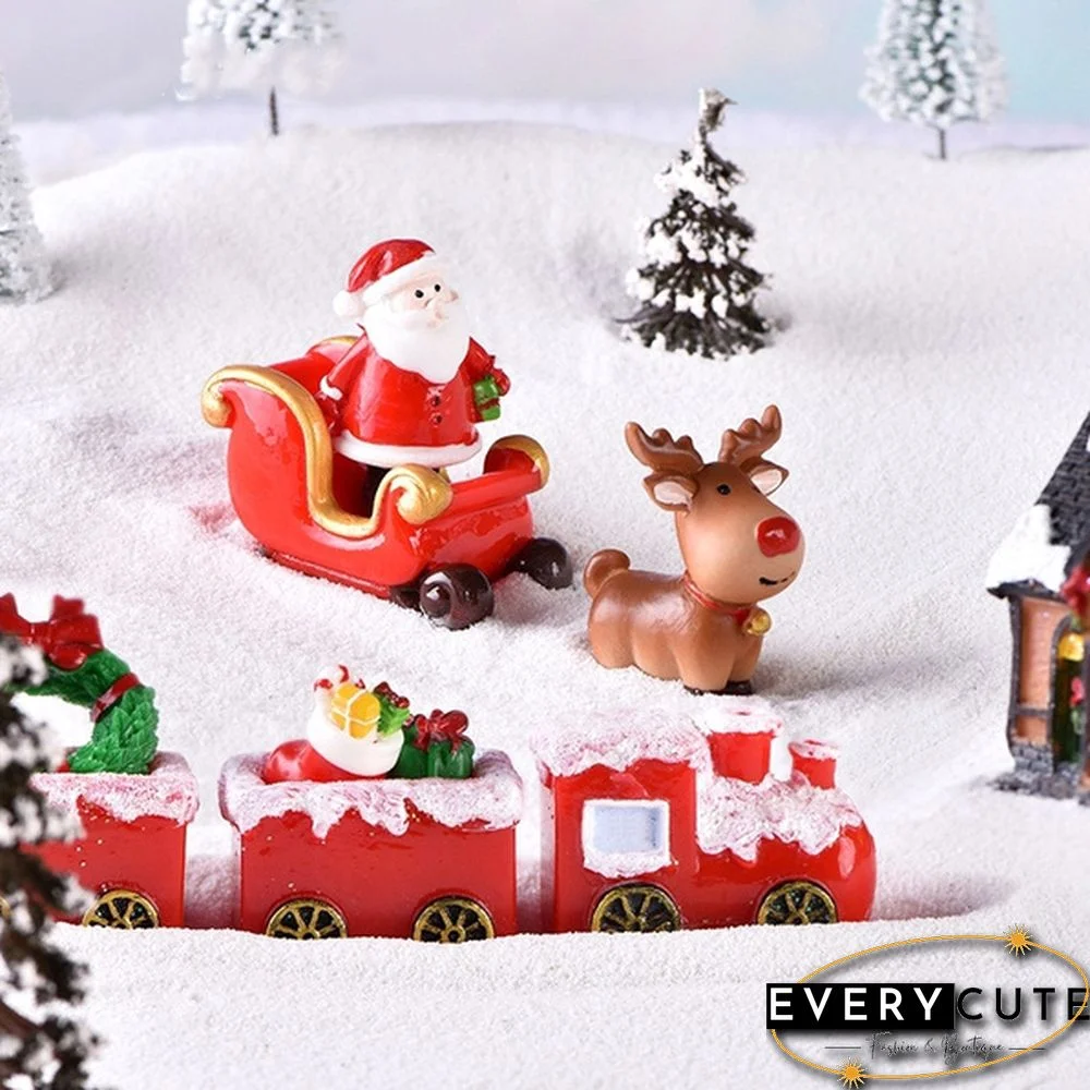1/3/4/7pcs/set Christmas Miniature Snowmen Santa Elk Christmas Figurines Fairy Garden Decor Snow Micro-Landscape Model
