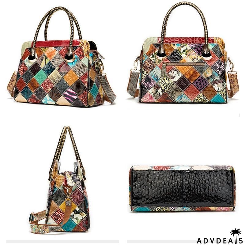 Fashionable Design Colorful Patchwork Large Capacity Handbag Shoulder Bag