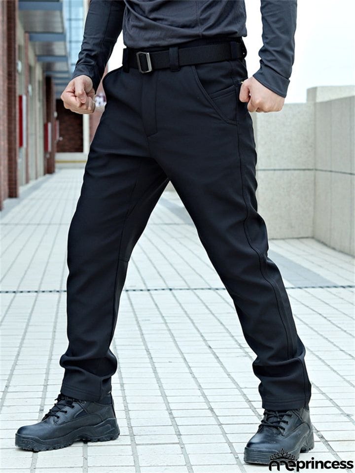 Male Relaxed Commuting Fleece Warm Long Pants