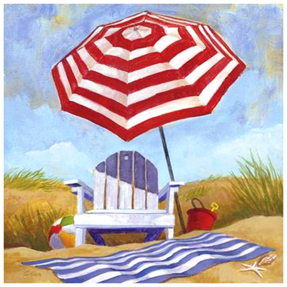 

30*30CM - Round Drill Diamond Painting - Beach Chair, 501 Original