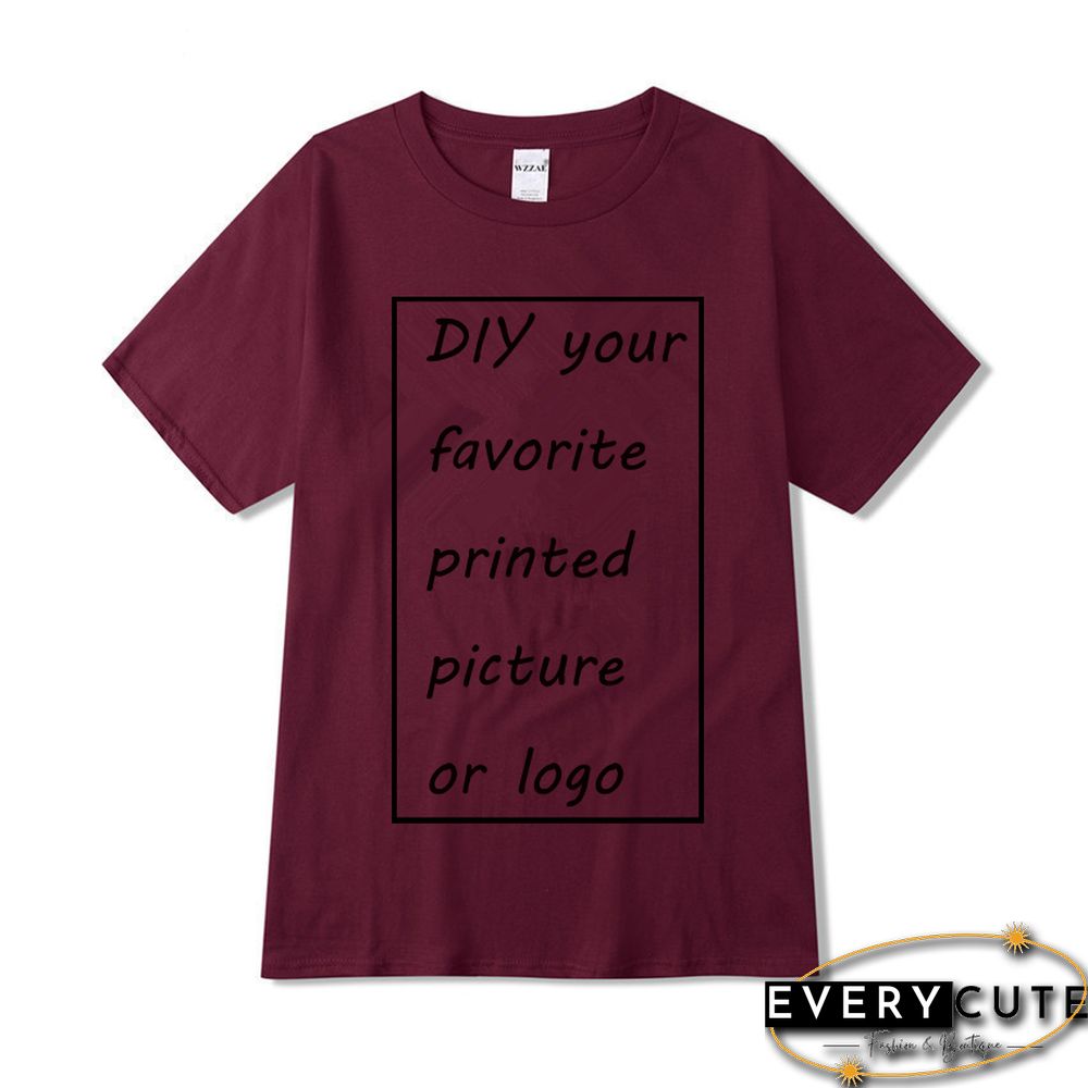 Customized Printed Leisure T Shirt Harajuku Women Tee DIY Your Like Photo Or Logo White T-shirt Fashion CustomShirt
