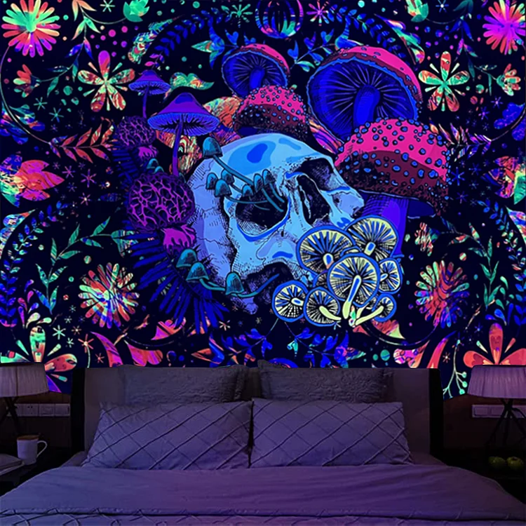 Skull - Black Light Tapestry