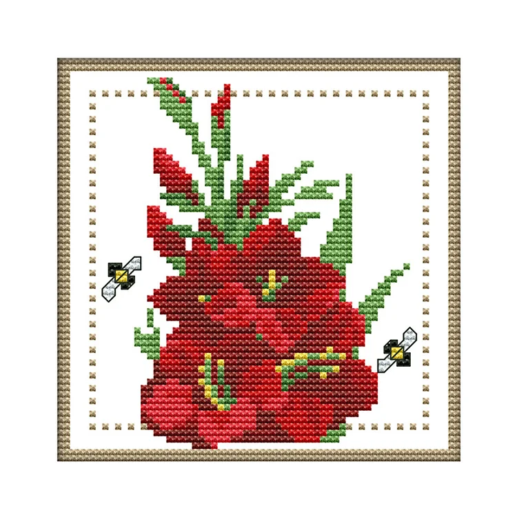Months Flower August 14CT Printed Cross Stitch Kits (17*17CM) fgoby