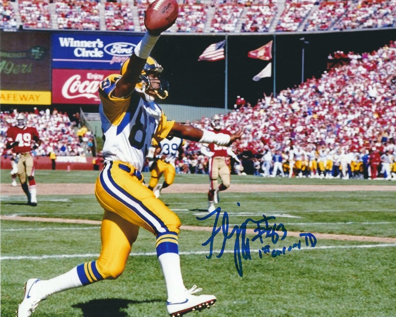 Autographed FLIPPER ANDERSON Los Angeles Rams 8x10 Photo Poster painting w/COA