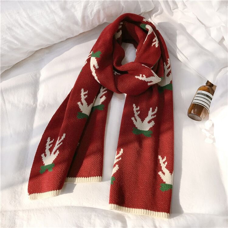 Christmas Style Elk Antler Snowflake Printed Women’s Scarf