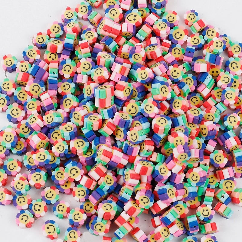 1 Pack Soft Clay Rainbow Heart Shape Beads