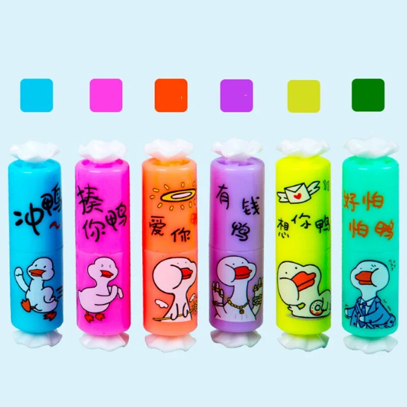 6Pcs Creative Cute Color Candy Mini Highlighter Hand Account Pen Child Gift Marker Pen Office&School Supplies Wholesale