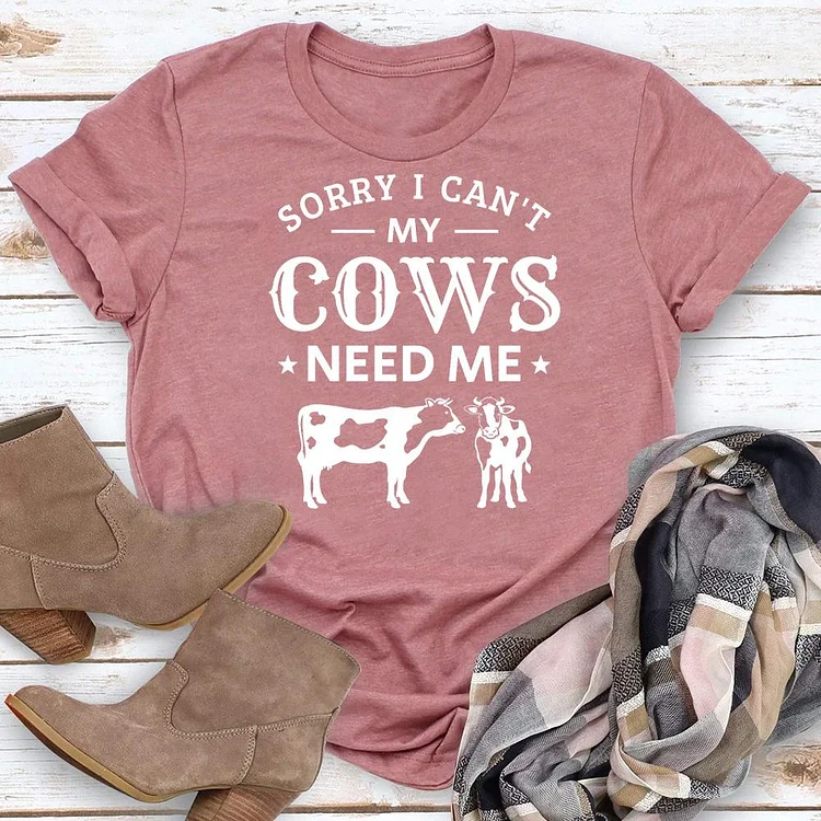 sorry I can't my cow need me village life Retro Tee -04876