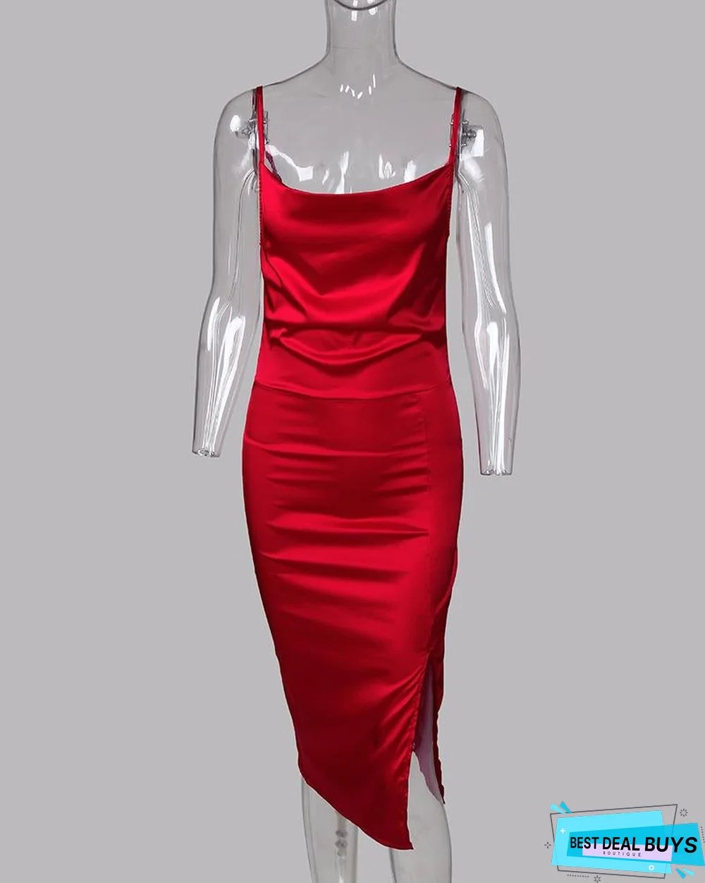 Spaghetti Strap Bodycon Slit Dress