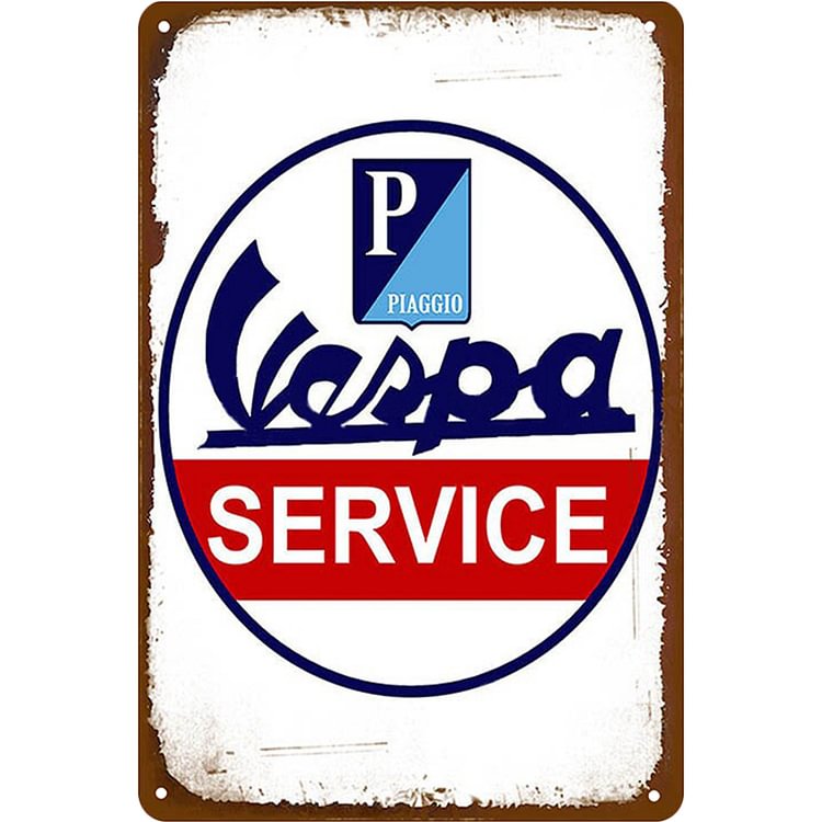 Vespa Service - Vintage Tin Signs/Wooden Signs - 7.9x11.8in & 11.8x15.7in