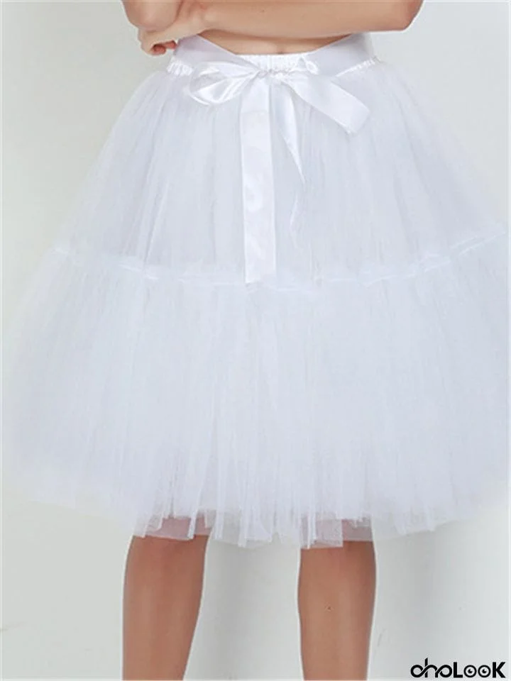 Graceful Simple Style One Size Solid Color Tulle Skirts For Women