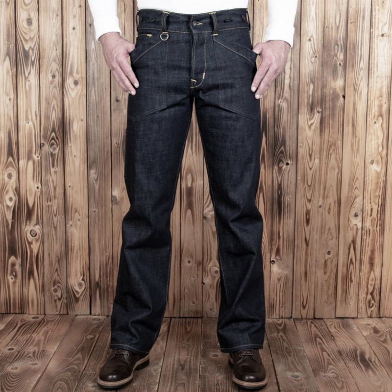 Vintage 13 Oz Selvedge Denim Striped Straight-Leg Pants