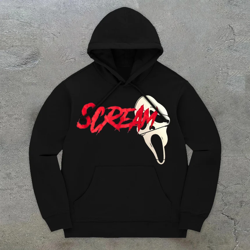 scream print long-sleeve hoodie