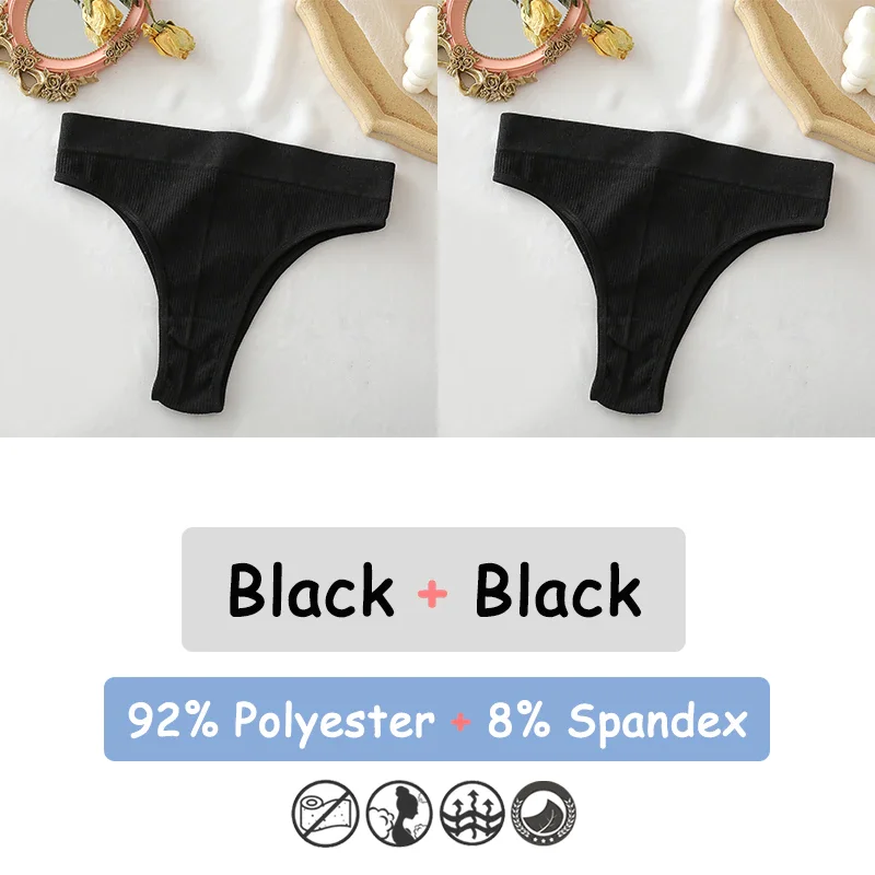 Billionm Women's Thong Seamless High Waisted Women's Panties Sexy Lingerie Comfortable Cotton Briefs Intimates Female Underpants