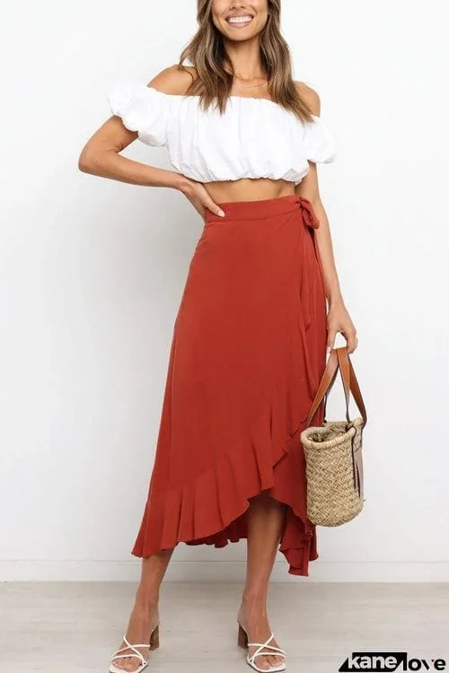 Summer Chic Solid Loose Lace Up Skirt