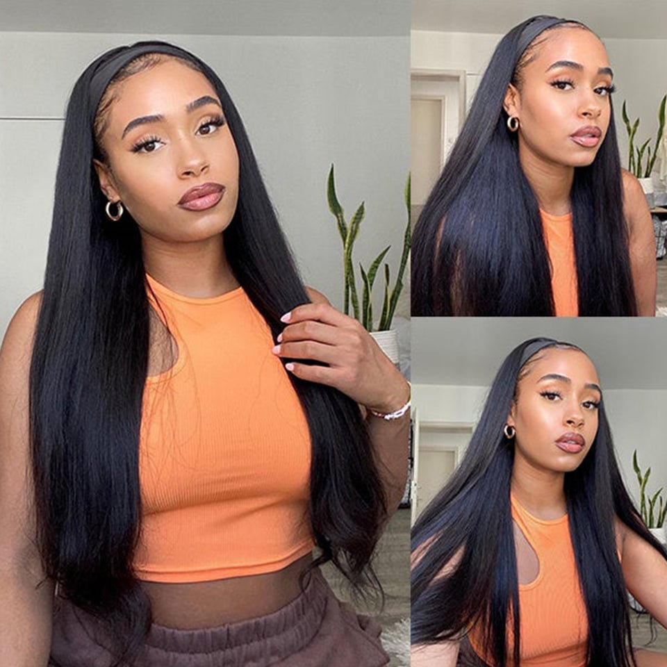 Long Straight Headband Wig With Colorful Headbands