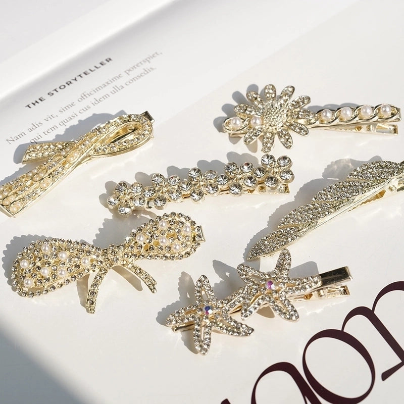 Fashion Starfish Flower Bow Knot Alloy Plating Inlay Rhinestones Hair Clip 1 Piece