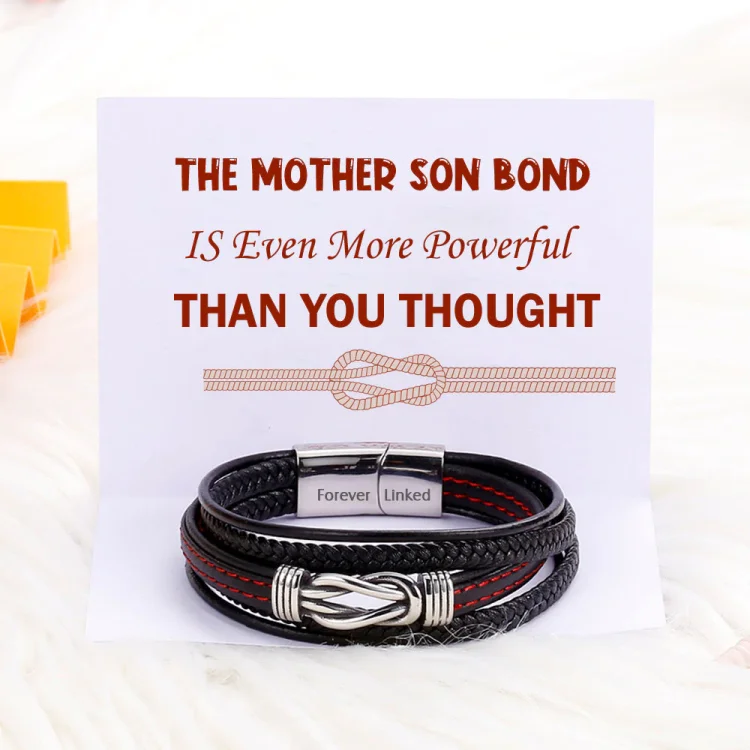 To My Son A Powerful Bond Braided Leather Bracelet