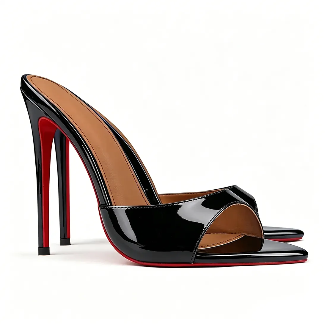 120mm Red Bottom Women's  Pointed Toe Mules Heels Slip on Sandals Stilettos Party Wedding Shoes-MERUMOTE