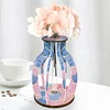 Diamond Painting Wood Blue Pink Flower Vase Ornaments for Home Office Decor