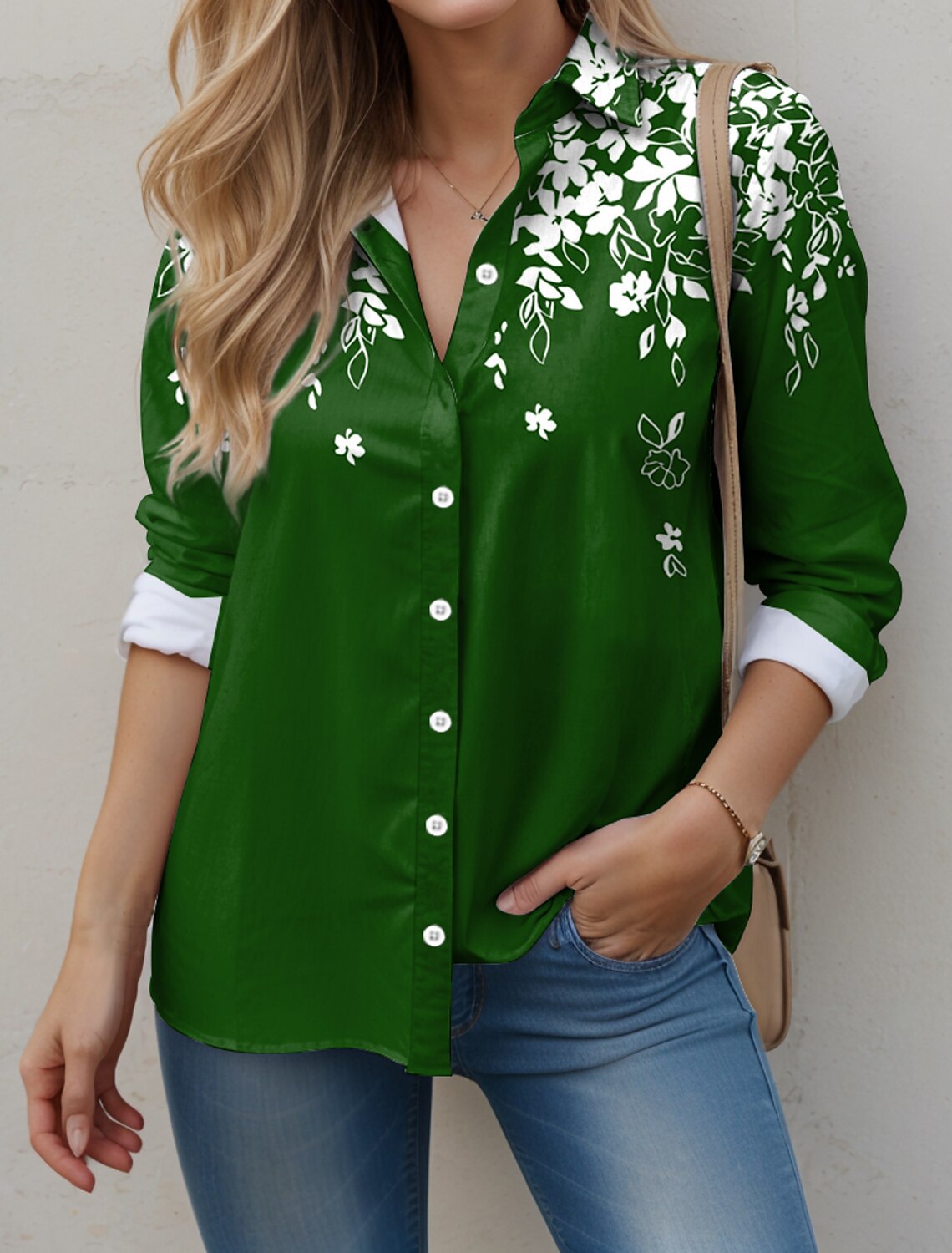 Mature Women Elegant Printing 3D Digital Loose Cardigan Blouse Tops