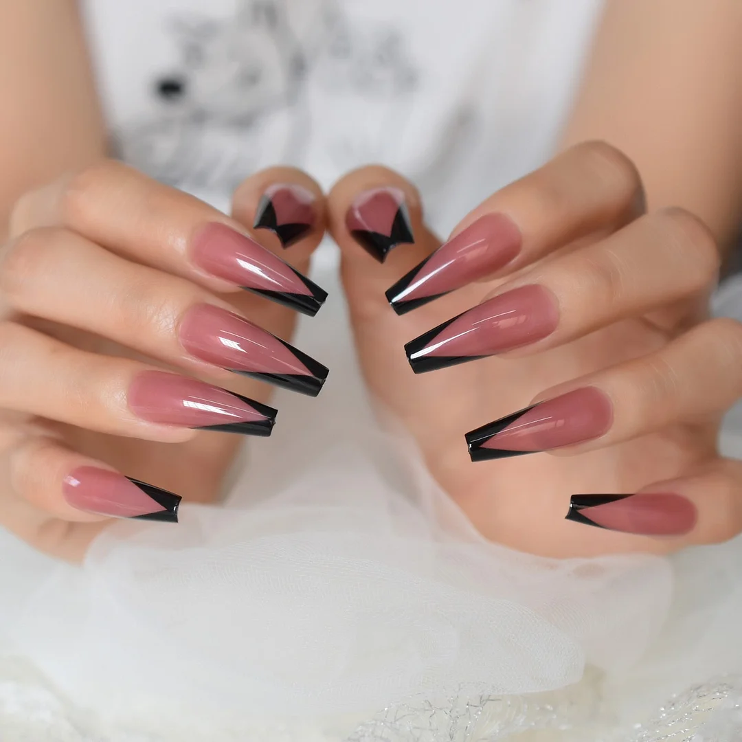 Gorgerous Fashion French Nail Rose Red White Tip Round Faux Ongles Short Lady Artificial Nail Art Tips for Daily Wear 24-Nail Inspo