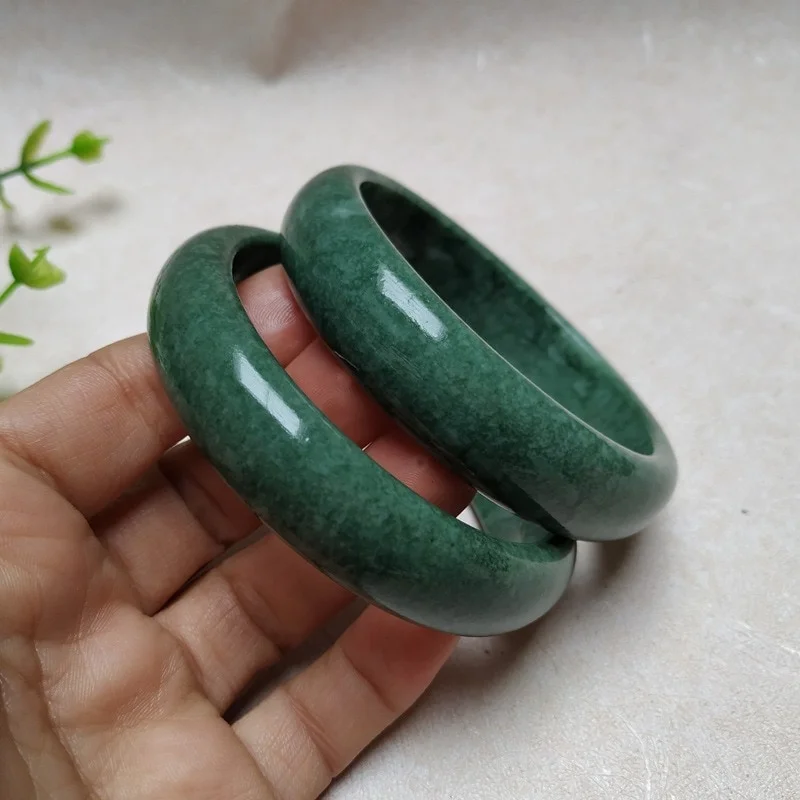 China Natural Dark Green Hand Carved Wide Jade Bracelet Fashion Boutique Jewelry Men's and Women's Guizhou Jade Bracelet Gift