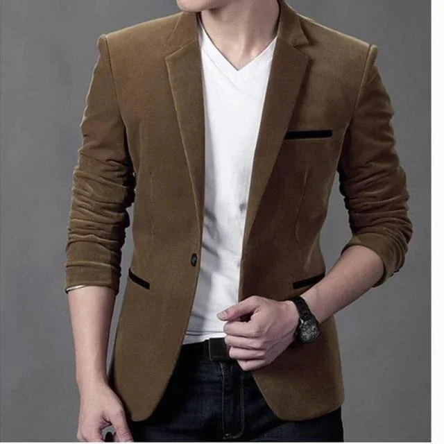 Mens Blazer British's Style Casual Slim Fit Suit Jacket Male Blazers Men Coat Jacket For Men