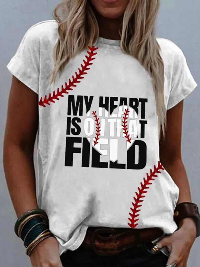 Women's Baseball My Heart Short Sleeve T-Shirt socialshop
