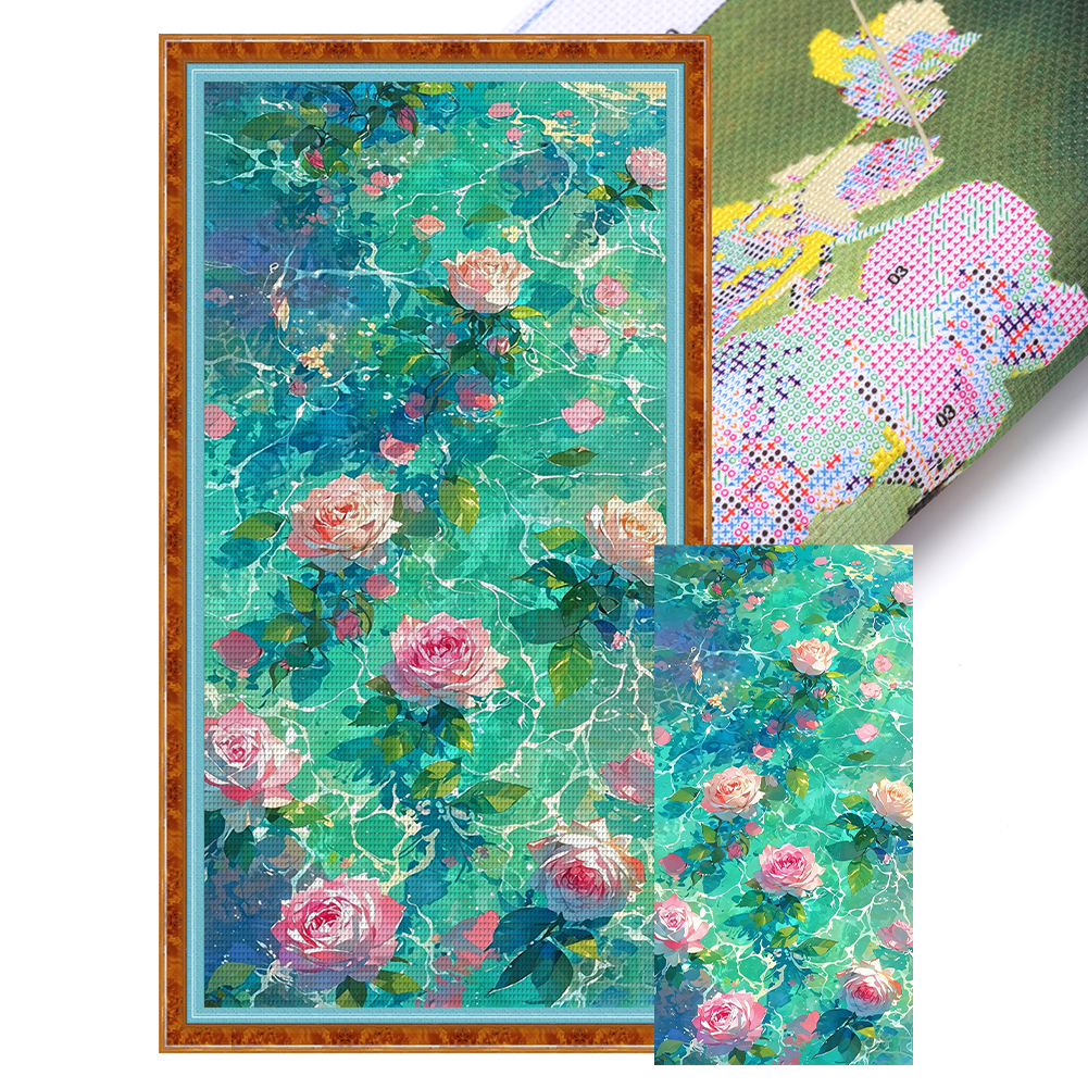 Rose Full 11CT Pre-stamped Canvas(40*80cm) Cross Stitch
